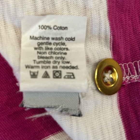 J. CREW Ringspun Wide Rugby Stripe Pink and White 3/4 Sleeve Henley Tee - Picture 10 of 11